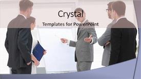  Presentation with business training - Audience pleasing slide set consisting of desktop speakers - coach conducts business training backdrop and a  colored foreground