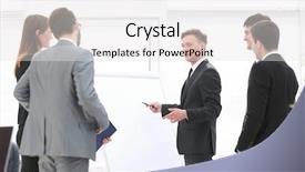  Presentation with information security training - Slide deck featuring desktop speakers - coach conducts training for managers background and a white colored foreground