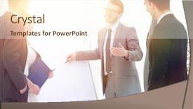  Presentation with new ideas - Amazing PPT theme having desktop speakers - group of employees to discuss backdrop and a  colored foreground