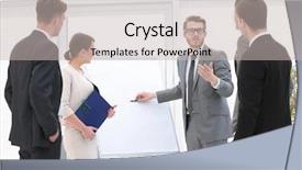  Presentation with new ideas - Presentation design featuring desktop speakers - group of employees to discuss background and a  colored foreground