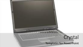  Presentation with computer - PPT theme with desktop speakers - laptop computer isolated on white background and a  colored foreground