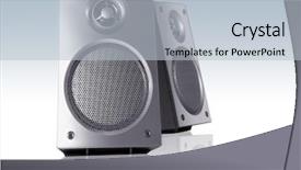  Presentation with speakers - Slides featuring desktop speakers background and a  colored foreground