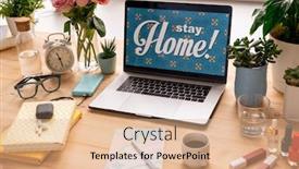  Presentation with books flowers - Presentation theme enhanced with desktop-stay-home-on-display background and a lemonade colored foreground