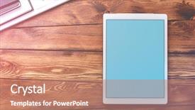  Presentation with desktop - PPT theme consisting of desktop top view clipping path background and a coral colored foreground