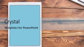  Presentation with desktop - Audience pleasing PPT layouts consisting of desktop top view clipping path backdrop and a light blue colored foreground