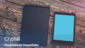  Presentation with black binder - PPT layouts enhanced with desktop with black ring binder background and a ocean colored foreground