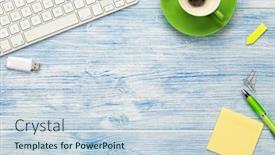  Presentation with utensils - Theme enhanced with desktop-with-coffee-cup-blank background and a sky blue colored foreground