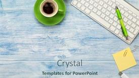  Presentation with utensils - PPT theme consisting of desktop-with-coffee-cup-computer background and a lemonade colored foreground