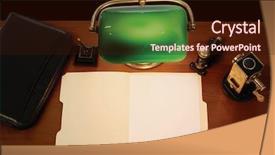  Presentation with file folder - Theme consisting of desktop with lamp pen briefcase background and a wine colored foreground