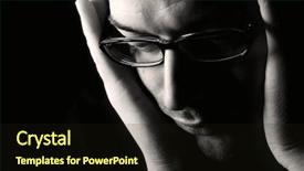  Presentation with contemplating - Presentation theme with despaired man contemplating low key background and a wine colored foreground