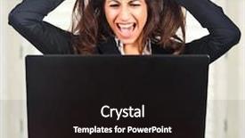  Presentation with crazy - Audience pleasing slide set consisting of desperat business people - businesswoman getting crazy in front backdrop and a wine colored foreground