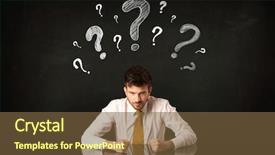  Presentation with 3d man sitting question mark - Slide deck having desperat business people - depressed businessman sitting under question background and a tawny brown colored foreground