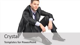  Presentation with white pigeon against the blue - Presentation design consisting of desperat business people - disappointed businessman isolated against white background and a light gray colored foreground