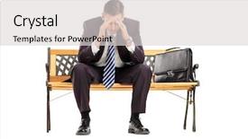  Presentation with rustic wood wooden frame - Amazing slide deck having desperat business people - disappointed young businessperson sitting backdrop and a light gray colored foreground