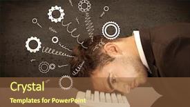  Presentation with concept - Colorful slide deck enhanced with desperat business people - falling apart illustration concept backdrop and a tawny brown colored foreground