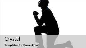  Presentation with business people silhouette - PPT theme with desperat business people - one caucasian man kneeling praying background and a light gray colored foreground