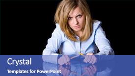  Presentation with young business people - Theme enhanced with desperat business people - young attractive blonde businesswoman breaks background and a teal colored foreground