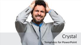  Presentation with financial crisis - Slide set with desperate businessman financial crisis concept background and a light gray colored foreground