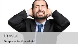  Presentation with financial crisis - Theme enhanced with desperate businessman financial crisis concept background and a light gray colored foreground