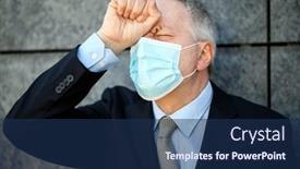  Presentation with financial crisis - PPT layouts enhanced with desperate-businessman-wearing-a-mask background and a navy blue colored foreground