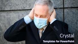  Presentation with financial crisis - Presentation enhanced with desperate-businessman-wearing-a-mask background and a wine colored foreground