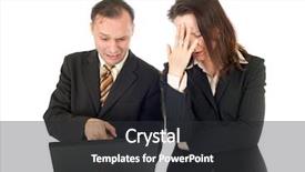  Presentation with bad news - Beautiful PPT theme featuring desperate businesspeople looking bad news on computer backdrop and a dark gray colored foreground