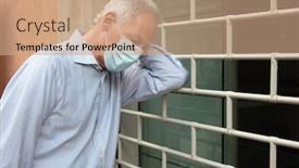  Presentation with coronavirus - Colorful presentation theme enhanced with desperate-caucasian-shop-owner backdrop and a coral colored foreground