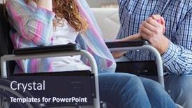  Presentation with disabled person - Colorful theme enhanced with desperate disabled person on wheelchair backdrop and a tawny brown colored foreground