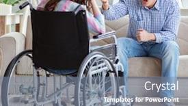  Presentation with disabled person - Presentation theme with desperate disabled person on wheelchair background and a seafoam green colored foreground
