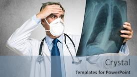  Presentation with lung - Theme having desperate-doctor-looking background and a light blue colored foreground