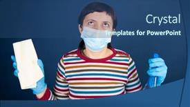  Presentation with spray - Presentation theme consisting of desperate-housewife-holding-detergent-spray background and a ocean colored foreground