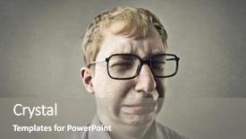  Presentation with people crying - Cool new PPT theme with desperate man crying backdrop and a gray colored foreground