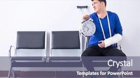  Presentation with waiting - Slide set consisting of desperate man waiting for his background and a ocean colored foreground