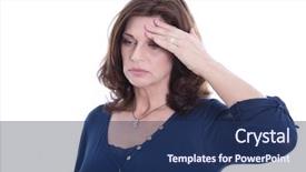  Presentation with older woman - Presentation design enhanced with desperate older isolated woman background and a ocean colored foreground