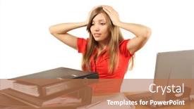  Presentation with crying - Presentation theme with desperate-student-crying-in-front background and a coral colored foreground