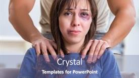  Presentation with domestic violence - Slides having desperate-wife-with-aggressive-husband background and a ocean colored foreground