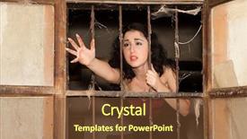  Presentation with prison bars - Beautiful slide set featuring desperate woman behind bars asking backdrop and a tawny brown colored foreground