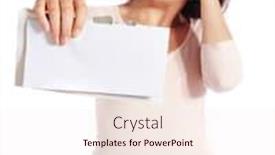  Presentation with white sheet - Presentation theme featuring desperate-young-woman-holding background and a sky blue colored foreground