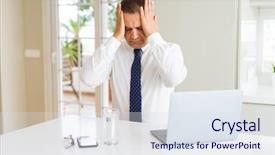  Presentation with cyber stalking computer laptop suffering - Audience pleasing PPT theme consisting of desperation - middle age business man working backdrop and a sky blue colored foreground