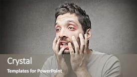  Presentation with man power service - Slide set having desperation - portrait of desperate man background and a gray colored foreground