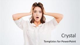  Presentation with ears - Amazing presentation theme having desperation - woman covering ears and shouting backdrop and a white colored foreground