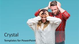  Presentation with love - Audience pleasing presentation theme consisting of desperation - young couple in love wearing backdrop and a light blue colored foreground