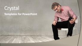  Presentation with stepping - PPT theme consisting of despot - guy sitting on chair background and a  colored foreground