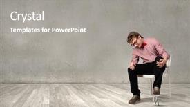  Presentation with stepping - Colorful presentation design enhanced with despot - guy sitting on chair backdrop and a  colored foreground