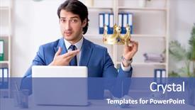  Presentation with office king - Slide set having despot - young king businessman working background and a ocean colored foreground