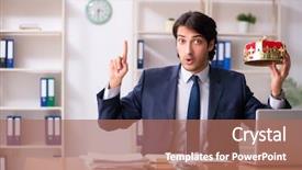  Presentation with office king - Slide set having despot - young king businessman working background and a coral colored foreground