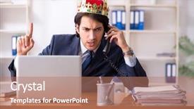  Presentation with office king - Presentation theme with despot - young king businessman working background and a coral colored foreground