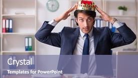  Presentation with office king - Colorful presentation design enhanced with despot - young king businessman working backdrop and a seafoam green colored foreground