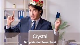  Presentation with office king - Amazing presentation design having despot - young king businessman working backdrop and a gray colored foreground