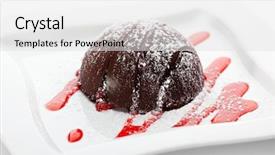  Presentation with chocolate dessert - Theme consisting of dessert - berries and chocolate cake background and a  colored foreground